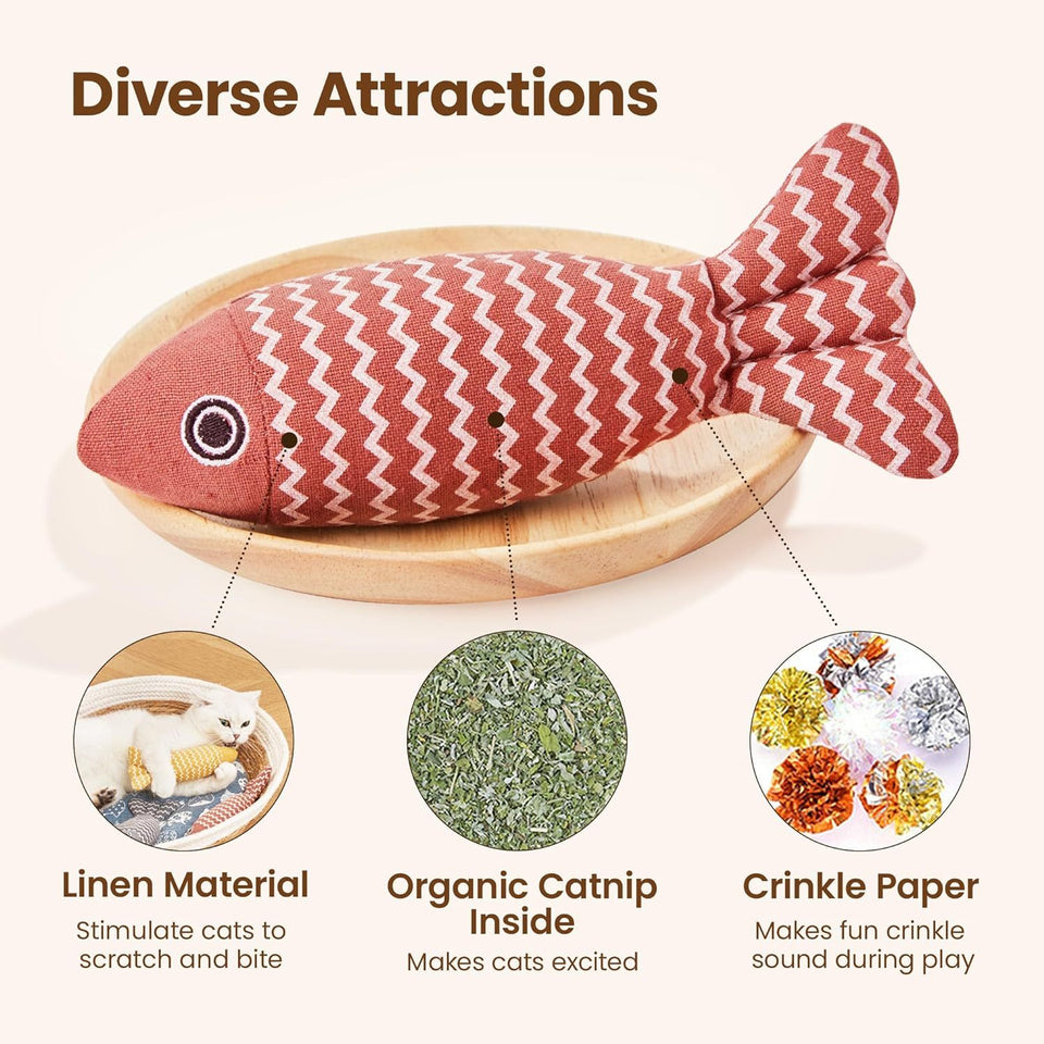 3 Pcs Catnip Toys Fish Cat Toys 